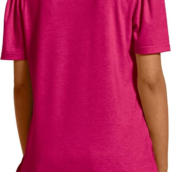 Womens Casual Short Sleeve Square Neck Puff Sleeve Blouse Summer Tee - Picture 3 of 3